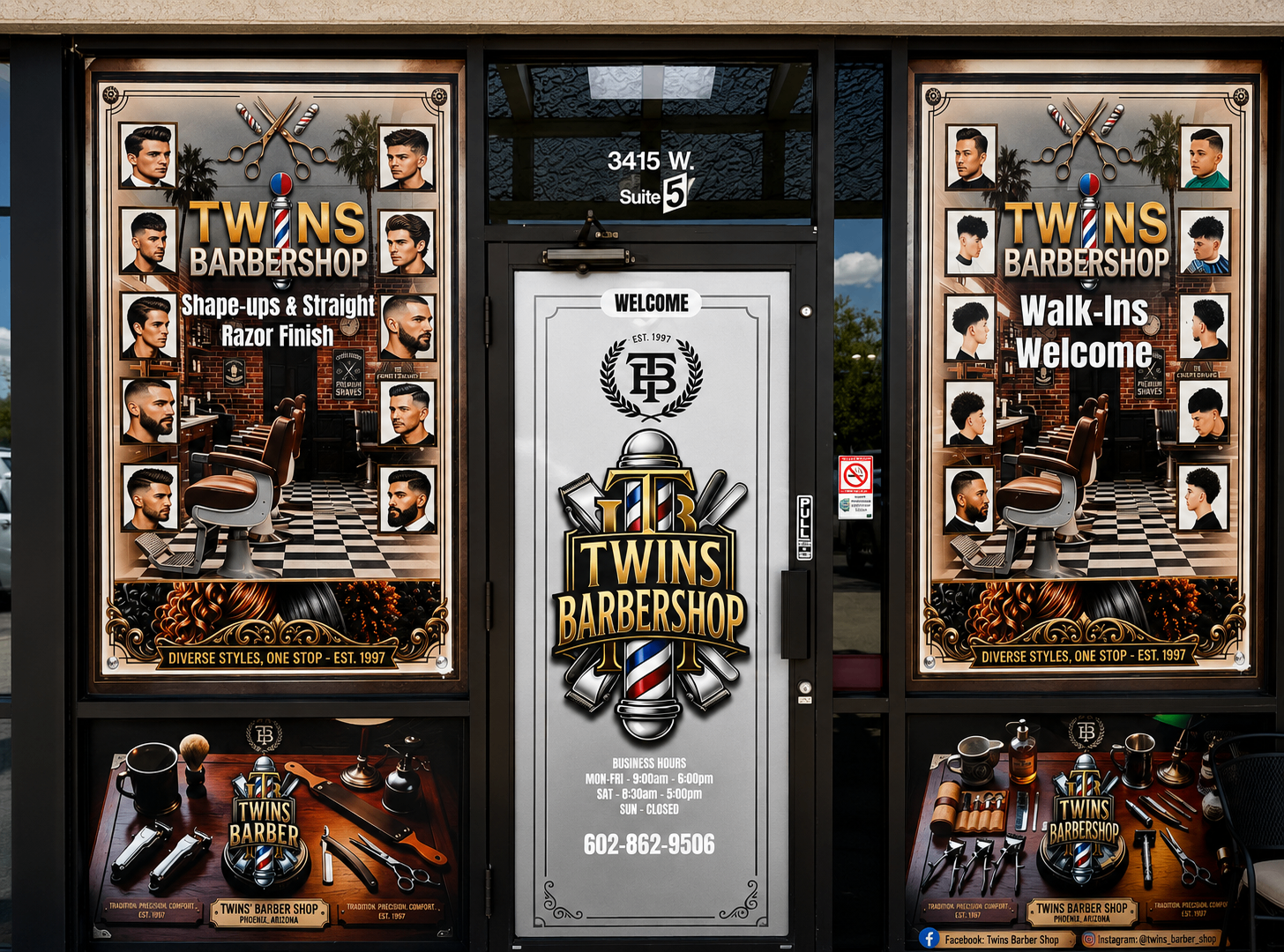 Twins Barber Shop storefront in Phoenix